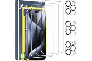 Ferilinso 3 Pack Screen Protector for iPhone 15 Pro Max, with 3 Pack Tempered Glass Camera Lens Protector, Phone Case Friendly Ultra Accessories Protector de Pantalla for Apple iPhone 15 Pro Max