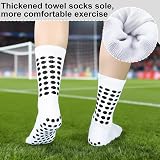Zuimei 4 Pairs Non Slip Football Socks White L Grip Dots 85% Polyester view 5