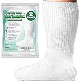 IMPRESA 2 Pair Extra Wide Unisex White Socks - Swelling Relief & Lymphedema Sock - Soft Stretch Fit & Spacious Design - Cast Cover & Cast Sleeve