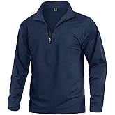 KEFITEVD Men's Quarter Zip Pullover Fleece Lined Long Sleeve Golf Shirt 1/4 Zip Sweatshirts Thermal Winter Sweaters