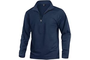 KEFITEVD Men's Quarter Zip Pullover Fleece Lined Long Sleeve Golf Shirt 1/4 Zip Sweatshirts Thermal Winter Sweaters