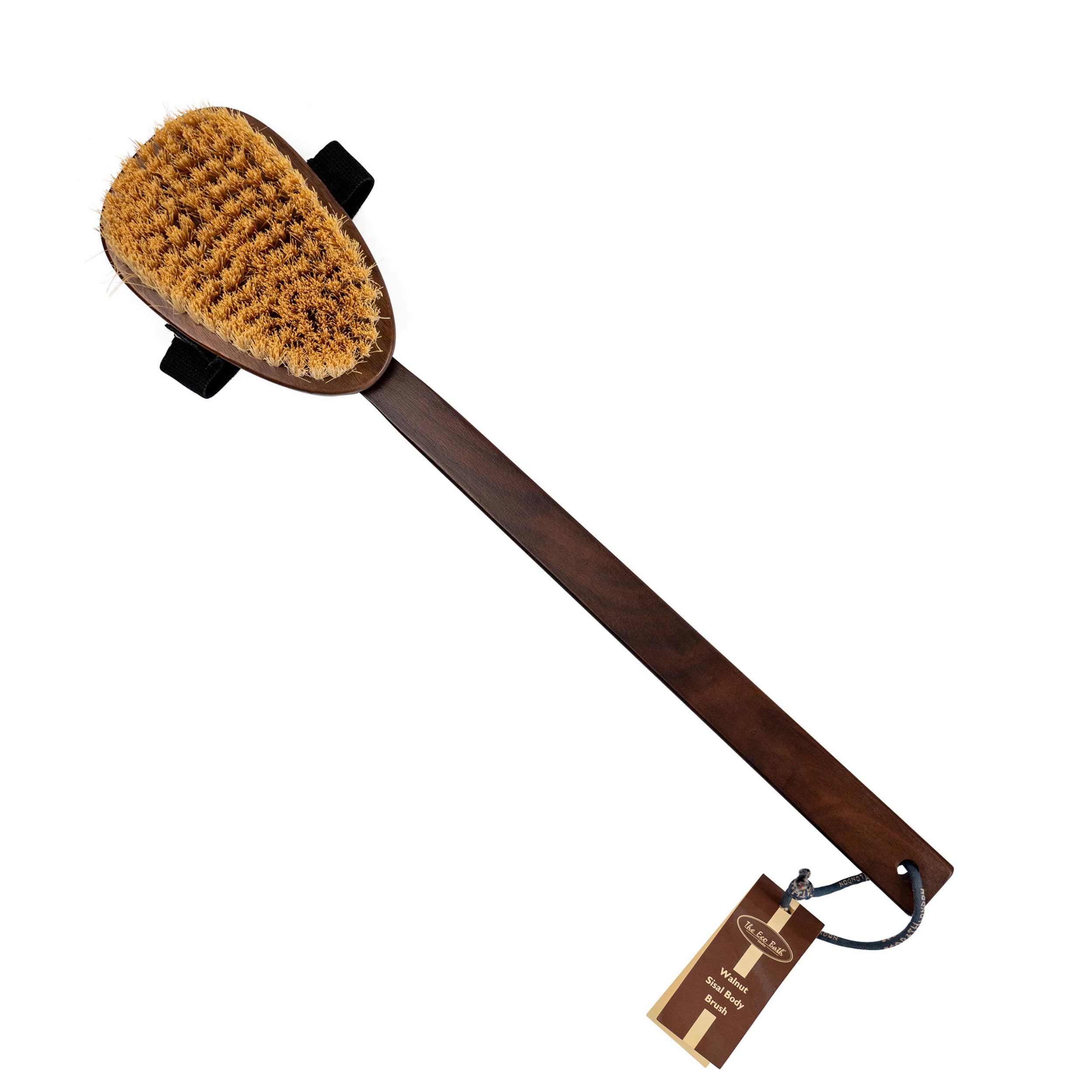 Eco Bath London Natural Sisal Walnut Wood Body Brush - Luxurious Dry Brushing Body Brush with Firm Bristles and Detachable Handle for Exfoliation, Cellulite Treatment, and Improved Circulation