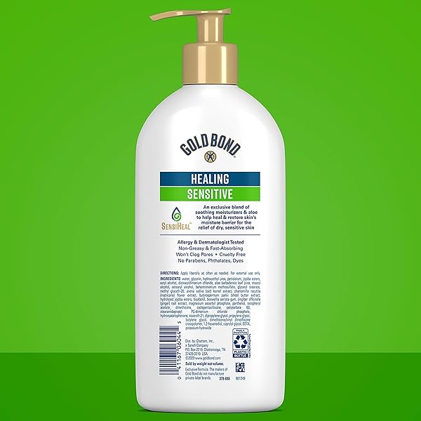 GOLD BOND HEALING SENSITIVE DAILY BODY & FACE LOTION FOR DRY, SENSITIVE SKIN, 13 OZ.
