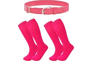 PQJSJDR 3 Pcs Baseball Socks And Pink Baseball Belt Set,Hot pink Elasticity Softball Socks,Adjustable Pinks Softball Belt,Ela