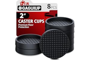 GAGUIUP Non Slip Furniture Pads - 2" Anti Skid Caster Cups, 8PCS Round Furniture Coasters for Hardwood Floors, Anti Slide Furniture Cup Bed Couch Floor Protectors, Furniture Stoppers to Prevent Sliding(Black)