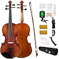 PHOENIX Violin 4/4 Full Size Kit, Fiddle Set for Beginner Adults Student with Rosewood Bow, Extra Strings&Bridge, 2 Rosins, Tuner, Case, Mute, Fingerboard Stickers, Shoulder Rest (Plywood, Full)