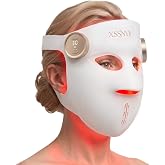XSSNVV Red Light Therapy for Face 4D Cordless LED Face Mask Dual NIR, White | Red Blue Amber, 4 Light Mode, Rechargeable, 3 Levels, 10/20/30-Min Timer, Cooling Pad, Auto-Off, Beauty Gift for Women