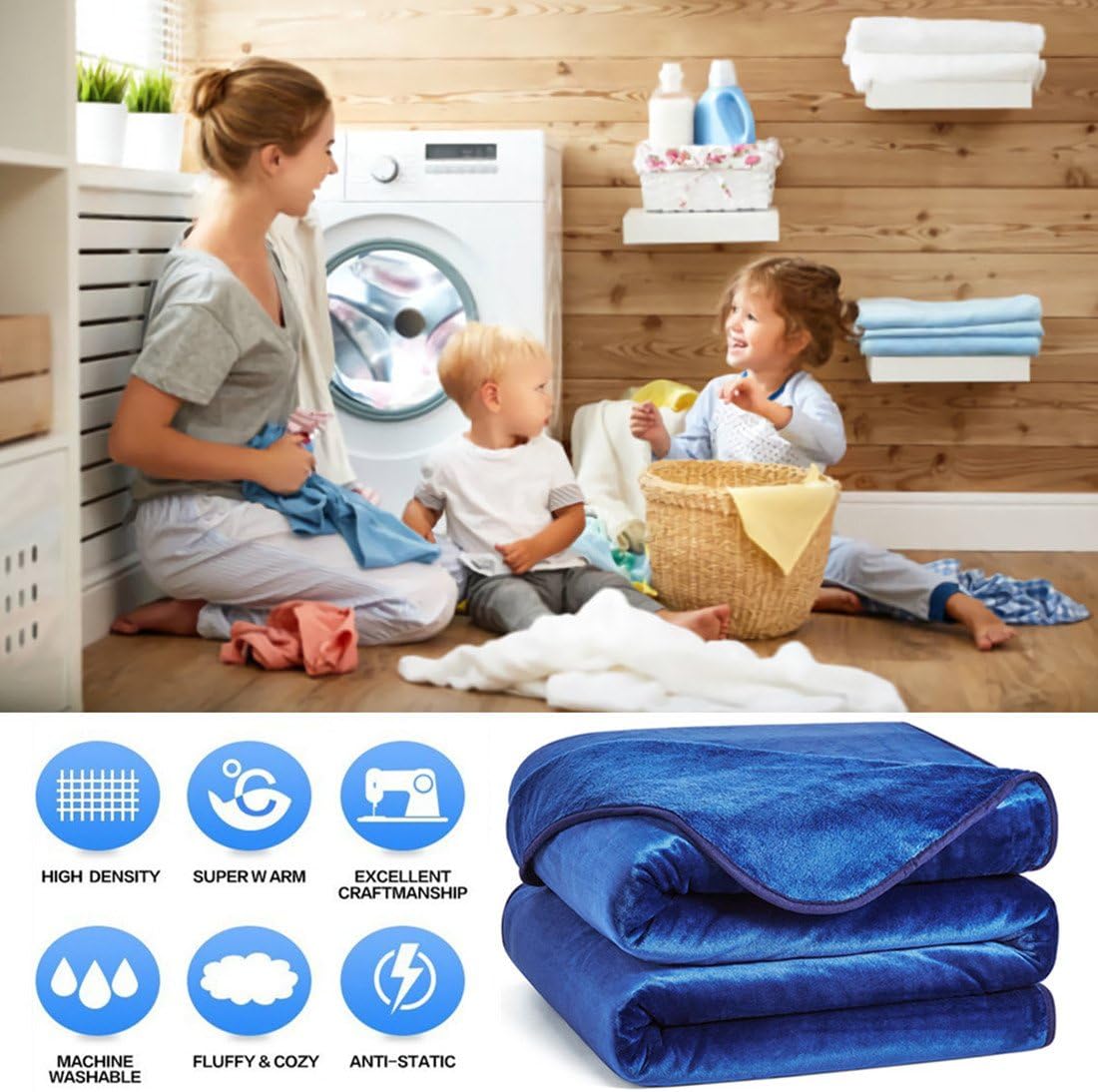 Charm Heart Luxury Fleece Blanket,All Season Super Soft Warm 350GSM Blankets Thick Blanket for Home Bed Blankets Twin Size, Dark Blue 66×90 in: Home & Kitchen