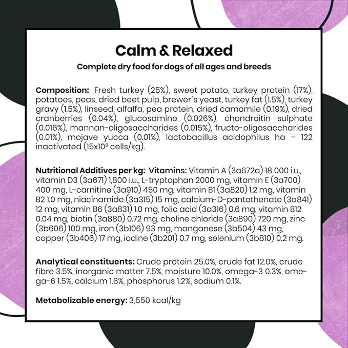 pooch and mutt calm and relaxed complete dog food turkey 10kg