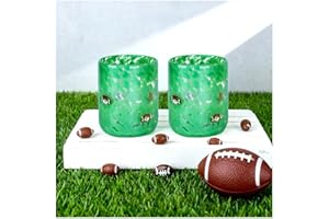 Veuverig Football Icon Juice Glasses - 2 Pcs Icon Glass Cups, 14oz Football Stemless Wine Glasses Coffee Drinking Ideal for G