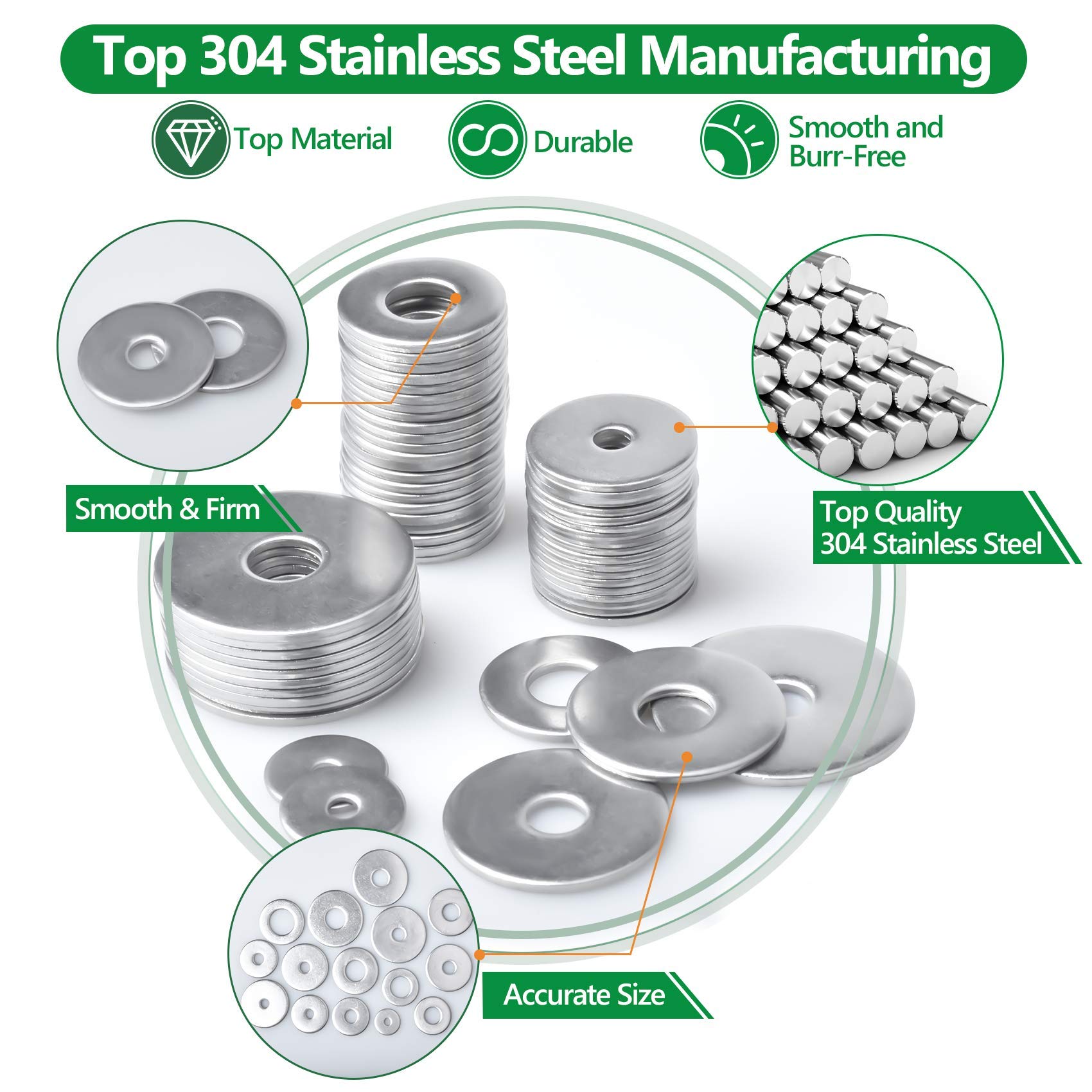 thumbnail interactive-video image 1 of 18-8 Stainless Steel Fender Washers – 1/4 Inch Hole, Choose Quantity & Size 1 of 5