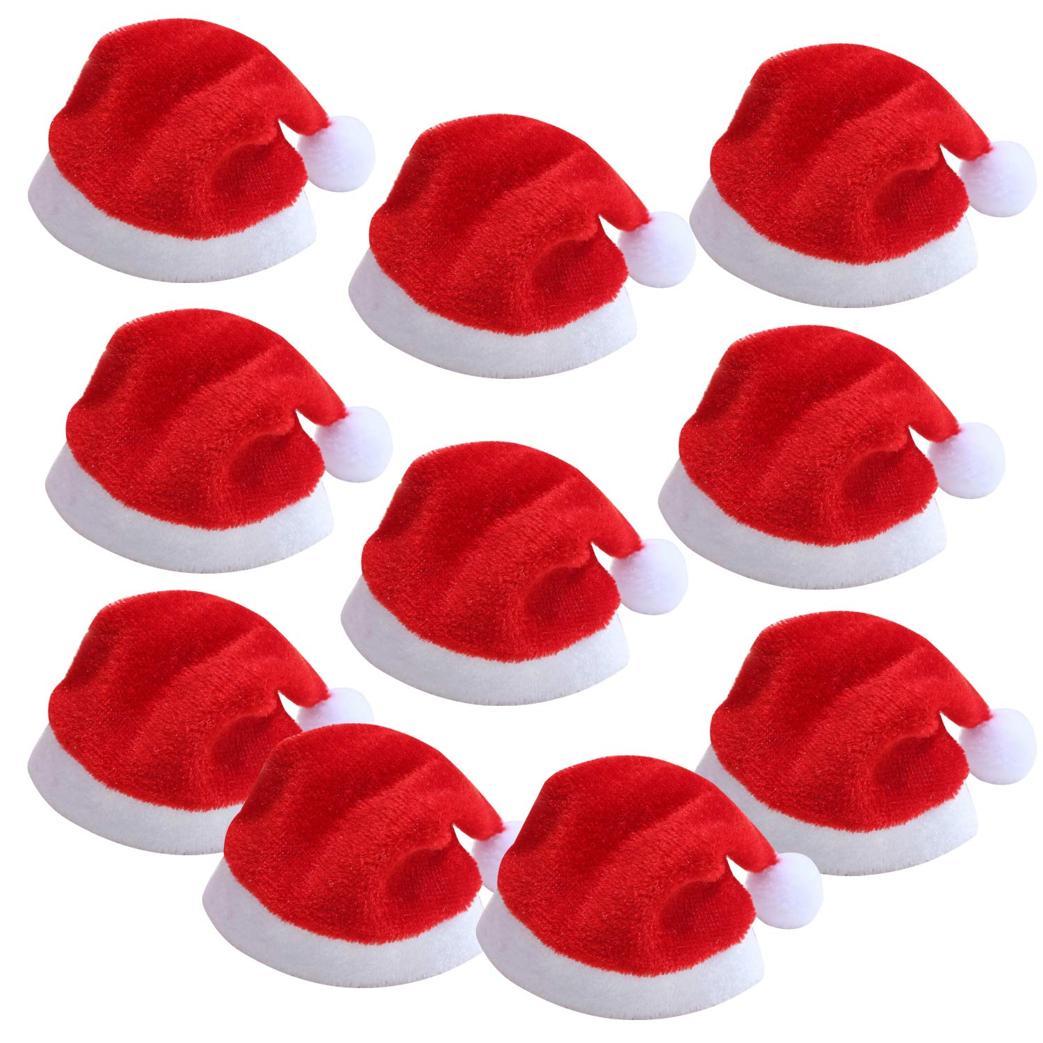 TRIXES 10 Mini Santa Hats for Champagne Flute Glasses, Festive Decoration, Champagne Glass Decorations, Ideal for Festive Celebrations and Parties, Xmas Novelty