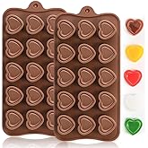 Dacthuw Mini Heart Silicone Molds, 15 Cavities Stamped Heart Molds for Making Chocolate/Candy/Fondant/Gummy, 2 PCS Food Grade Chocolate Mold for Fruit Snack/Snack Biscuits