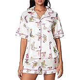 Yiulangde Women Satin Pajamas Shorts Sets Y2k Silk PJs 2 Piece Outfits Collar Long Sleeve Button Down Shirt Lounge Pants Sets