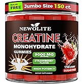 NEWOLITE Creatine Monohydrate Gummies 9000mg, Sugar-Free, Strawberry Flavor – Daily Creatine Supplement for Men & Women, 150 Count