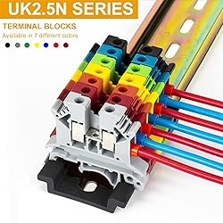 Erayco UK2.5B-GR DIN Rail Terminal Block, Screw