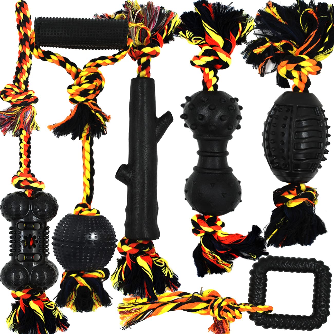 Photo 1 of Yipetor Durable Dog Chew Toys 6 Pack, Cotton Rope Rubber Dog Toys,Convex Design for Puppy Small Medium Dogs Chew, Tug of War, Fetching, Puppy Teething Toy for Boredom, Gift