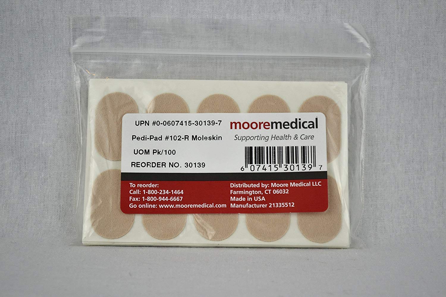 Moore Medical Pedipads 102 Regular Moleskin Pkg of 100