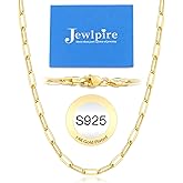 Jewlpire 14K Gold Plated 925 Sterling Silver Paperclip Chain Necklace for Women, 4mm 5mm Shiny & Sturdy Women's Chain Necklaces 16 18 20 22 24 26 Inch