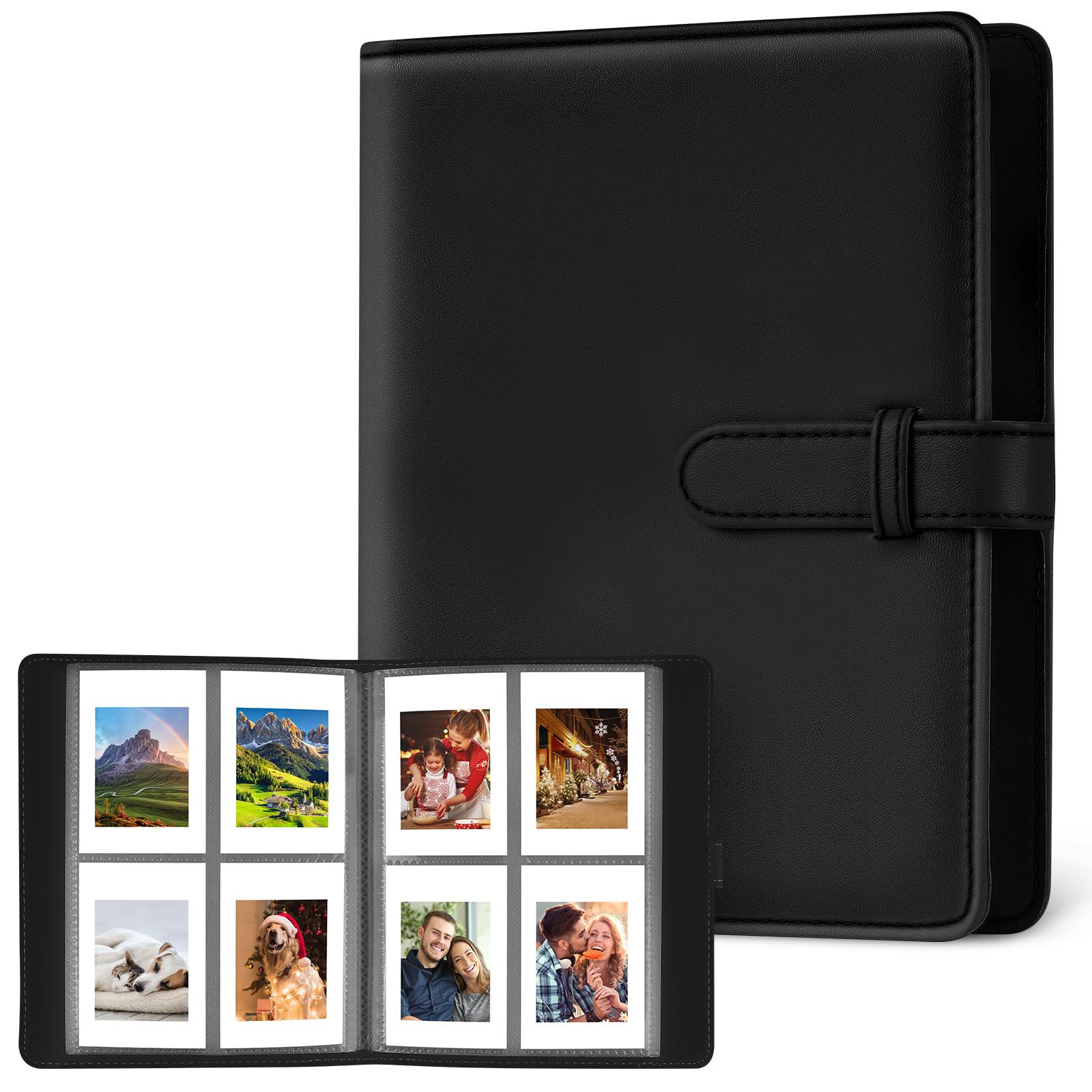 Flintronic Photo Albums, 256 Pockets Scrapbook Memory Book, 64 Pages Mini Film Album for Polaroid Zink Photos Paper/Fujifilm Instax Mini Film/Kodak Zink/HP Sprocket Photo Paper- Black