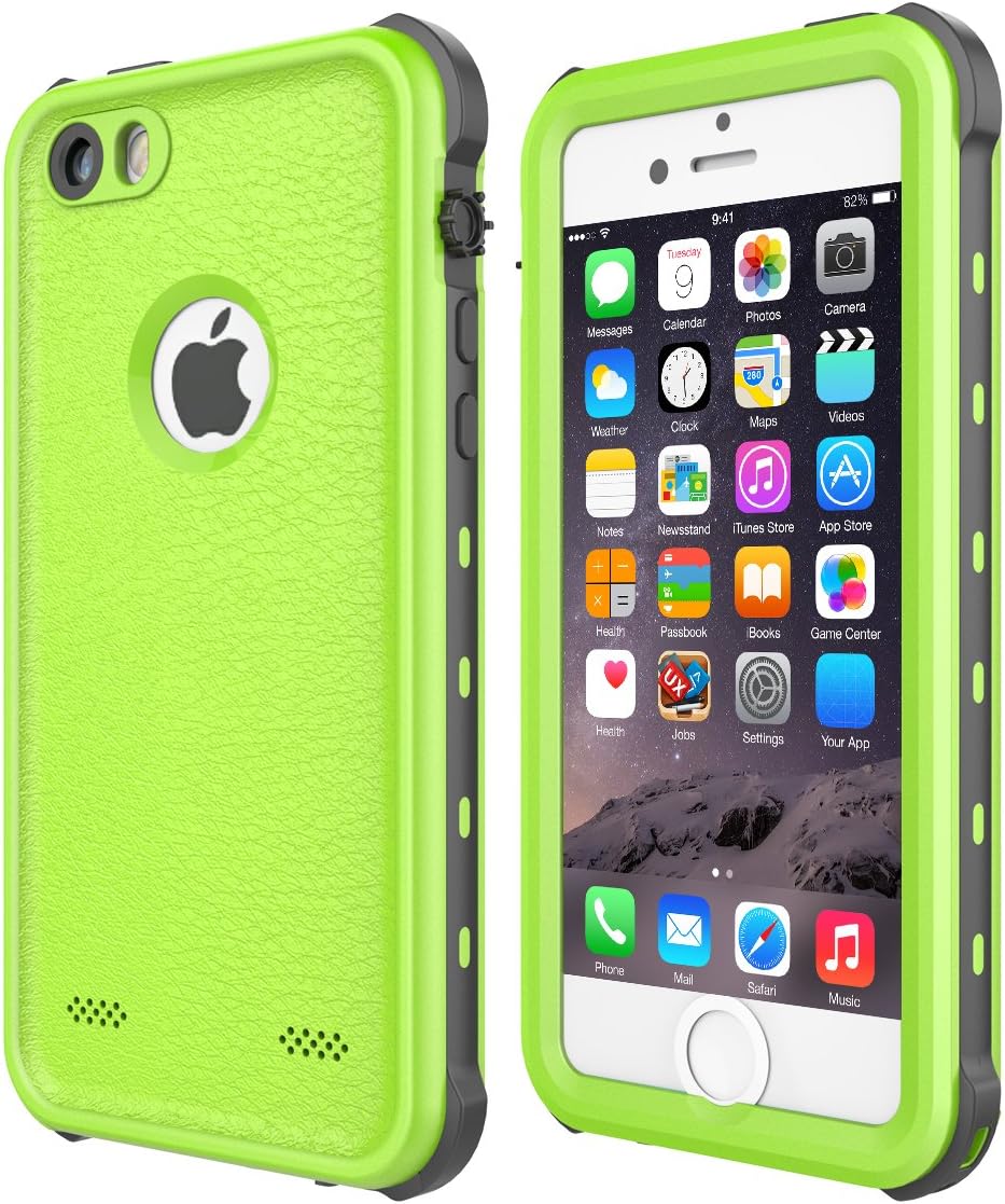iPhone 5 5S SE Case Waterproof, iThrough ã€NEWã€‘iPhone 5 5S SE Underwater Case/2M, Shockproof Dirtproof Snowproof Rain Proof, Heavy Duty Full Protection Phone Case Cover for iPhone 5 5S SE (Green)