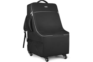 YOREPEK Padded Car Seat Travel Bag for Airplane with Wheels,Heavy Duty Carseat Bags for Air Travel,Rolling Airport Gate Check Bag,Travel Car Seat Backpack with Extra Storage for Baby Travel Essentails