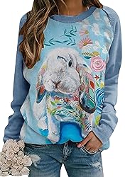 YMING Womens Easter Day Funny Bunny Sweatshirt