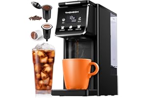 TWOMEOW Single Serve Coffee Maker with Bold Setting, Hot & Iced Coffee Machine For K Cup and Grounds, 52 Oz Removable Water T