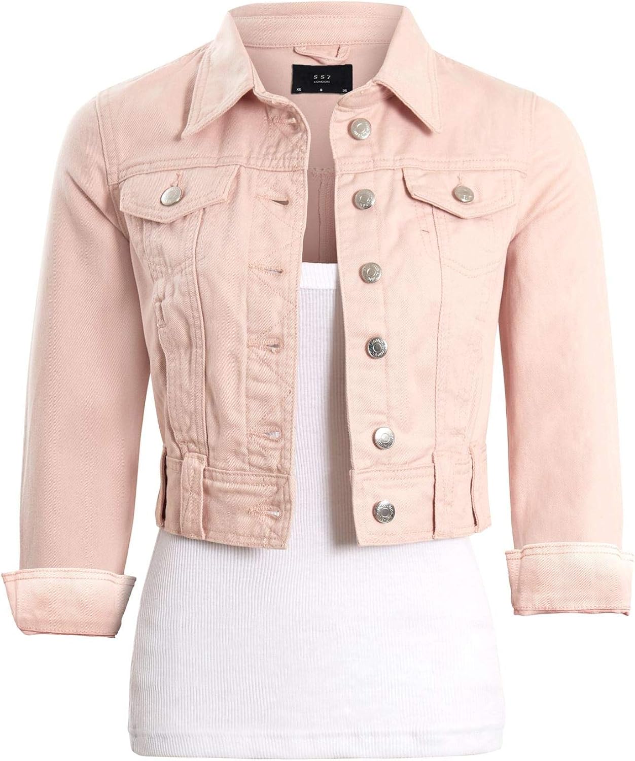 pale pink denim jacket