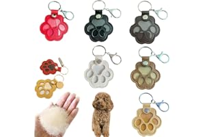 6PCS Dog Hair Collector Keychain Charms, Pet Fur Keepsake Box for Dog & Cat, Pet Paw Shaped Leather Keychain, Pet Key Chain f
