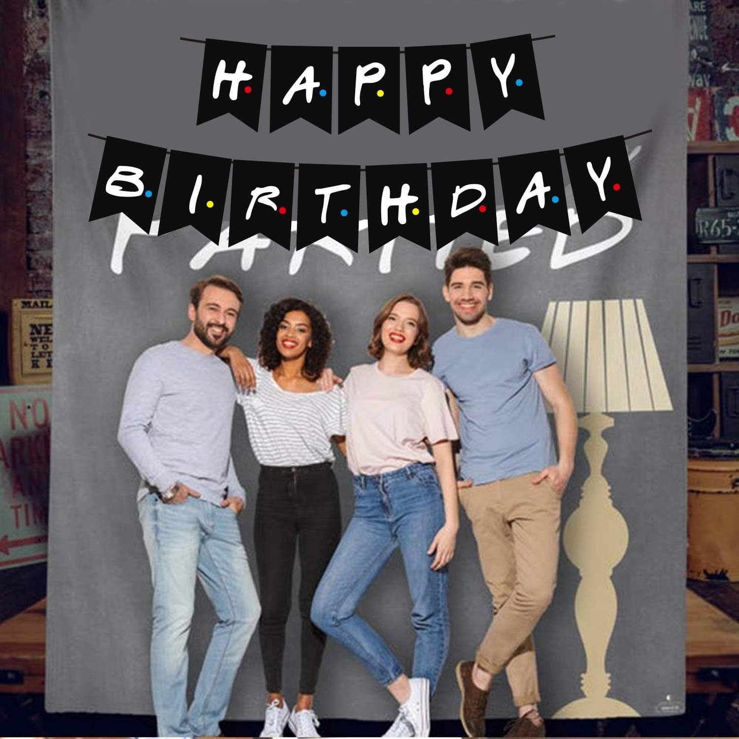Friends Tv Show Happy Birthday Banner Friends Tv Show Birthday Party Supplies For Friends Themed Birthday Party Decorations Pre Assembled Happy Birthday Sign Banner Banners Party Supplies