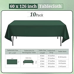 10 Pack Hunter Green Tablecloths for 8ft Rectangle