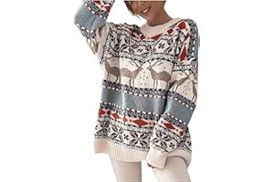 Christmas Sweaters for Women Xmas Snowflake Knit Pullover Fall Tops Holiday Sport Crew Neck Festival Sweater
