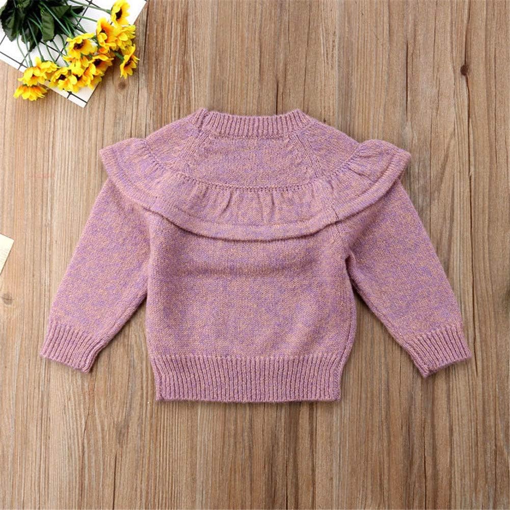 Newborn Infant Baby Girl Sweater Kid Long Sleeve Ruffle Warm Spring Fall Winter Pullover Tops Outfits: Clothing