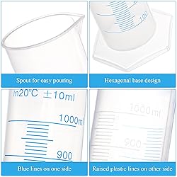 Bekith 4 Pack 1000ml Plastic Graduated Cylinder