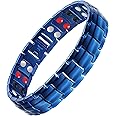 Feraco Magnetic Bracelets for Men, Titanium Steel Magnet Bracelet with Double Rows Effective 4 Elements Stones