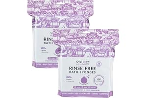 Scrubzz Disposable No Rinse Bathing Wipes - All-in-1 Single Use Shower Wipes, Simply Dampen, Lather, and Dry Without Shampoo or Rinsing (Lavender, 2-Pack)