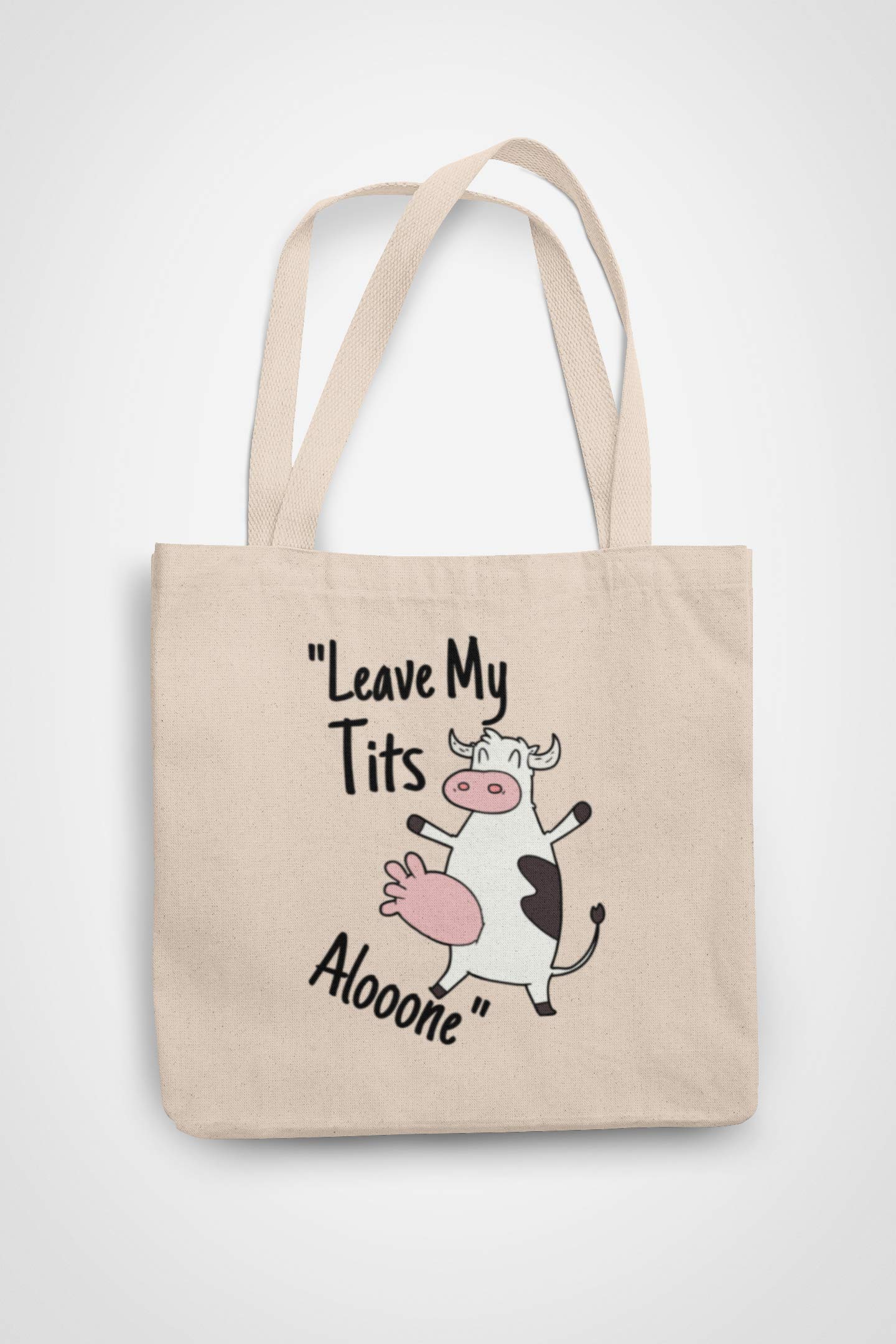 Funny Shopper Bag -Leave My Tits Alone - Cow/Farmer Funny Present