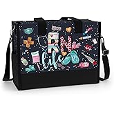84hoods Large Tote Bag for Women with Pockets and Zipper. RN Gift for Registered Nurse.