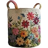 Quilted Laundry Basket With Handles,boho storage basket,quilted basket | aesthetic decorative laundry basket ,washable storage basket,for storing clothes, blankets, and thing
