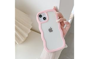 QLTYPRI Compatible with iPhone 13 Case/iPhone 14 Case, Cute Curly Wave Frame Clear Case for Girls Women, Transparent Soft Sil