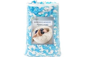 Welacer Shredded Memory Foam Filling 2.5lbs for Bean Bag Filler, Gel Particles Refill, Premium Soft and Comfortable Stuffing (Blue & White)