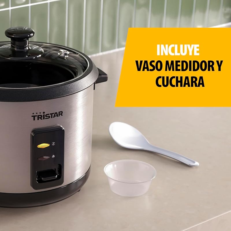 Olla Arrocera, 1,5 L de Capacidad, Carcasa de Acero Inoxidable, Bandeja de Vapor, Apagado Automático, Función Mantener Caliente, 500 W, RK-6145