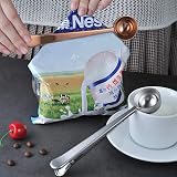 Kuou 2Pcs Coffee Scoop with Clip Stainless Steel Ground Coffee Sealer Silver view 7