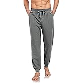 COLORFULLEAF Mens Cotton Pajama Pants Lightweight Jogger Pajama Bottoms Soft Lounge Pants with Pockets