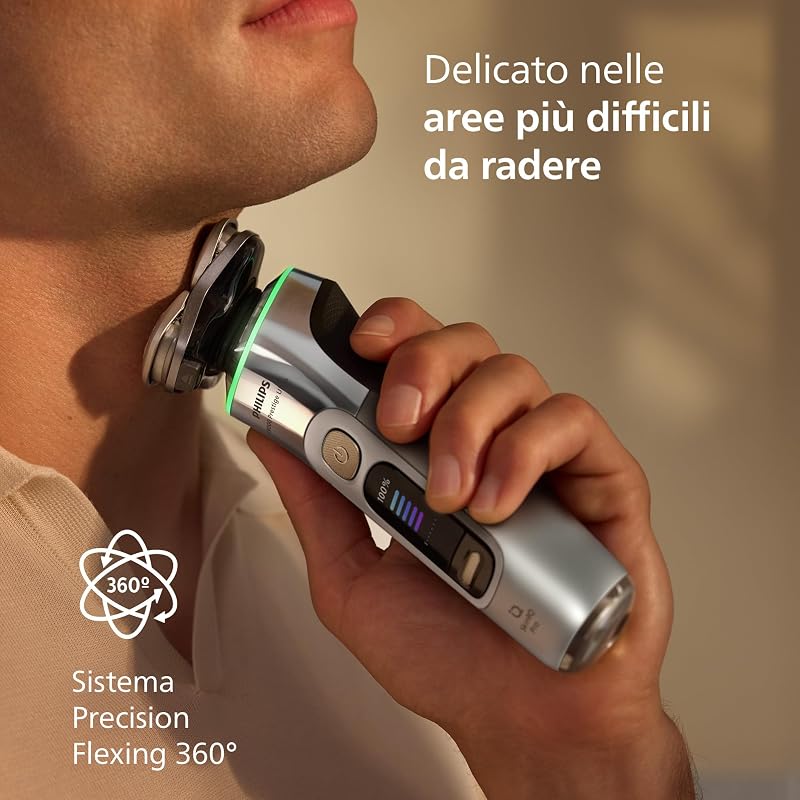 Shaver i9000 Prestige Ultra, rasoio elettrico Wet & Dry, tecnologia Skin IQ Pro, triplo sistema Lift & Cut, lame di precisione NanoTech 360º, 5 modalità di rasatura, modello XP9404/38
