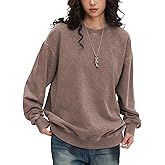 Wyeysyt Oversized Sweatshirt for Women Vintage Loose Fit Cotton Sweatshirts Crewneck Baggy Acid Wash Pullover Teen Y2k