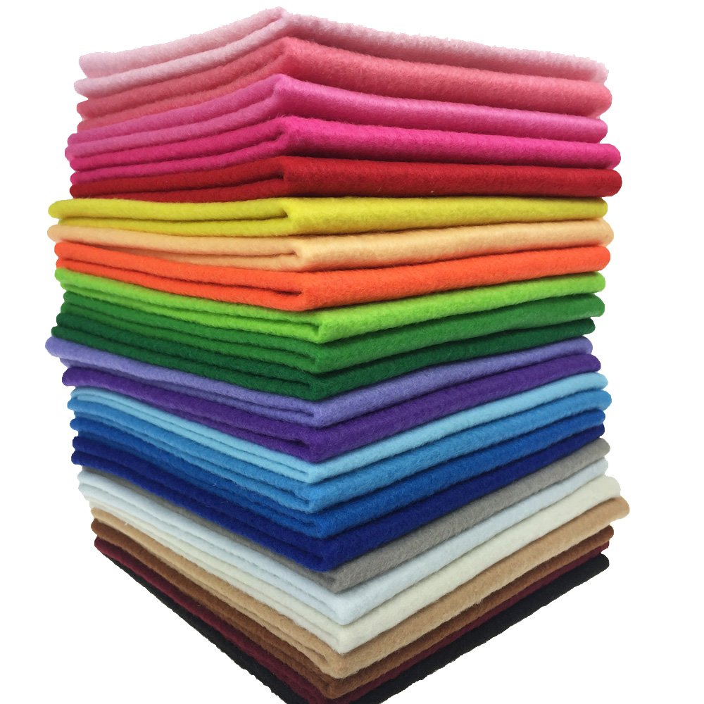 24pcs Thick 1.4mm Soft Felt Fabric Sheet Assorted Color Felt Pack DIY Craft Sewing Squares Nonwoven Patchwork (20 * 20cm)