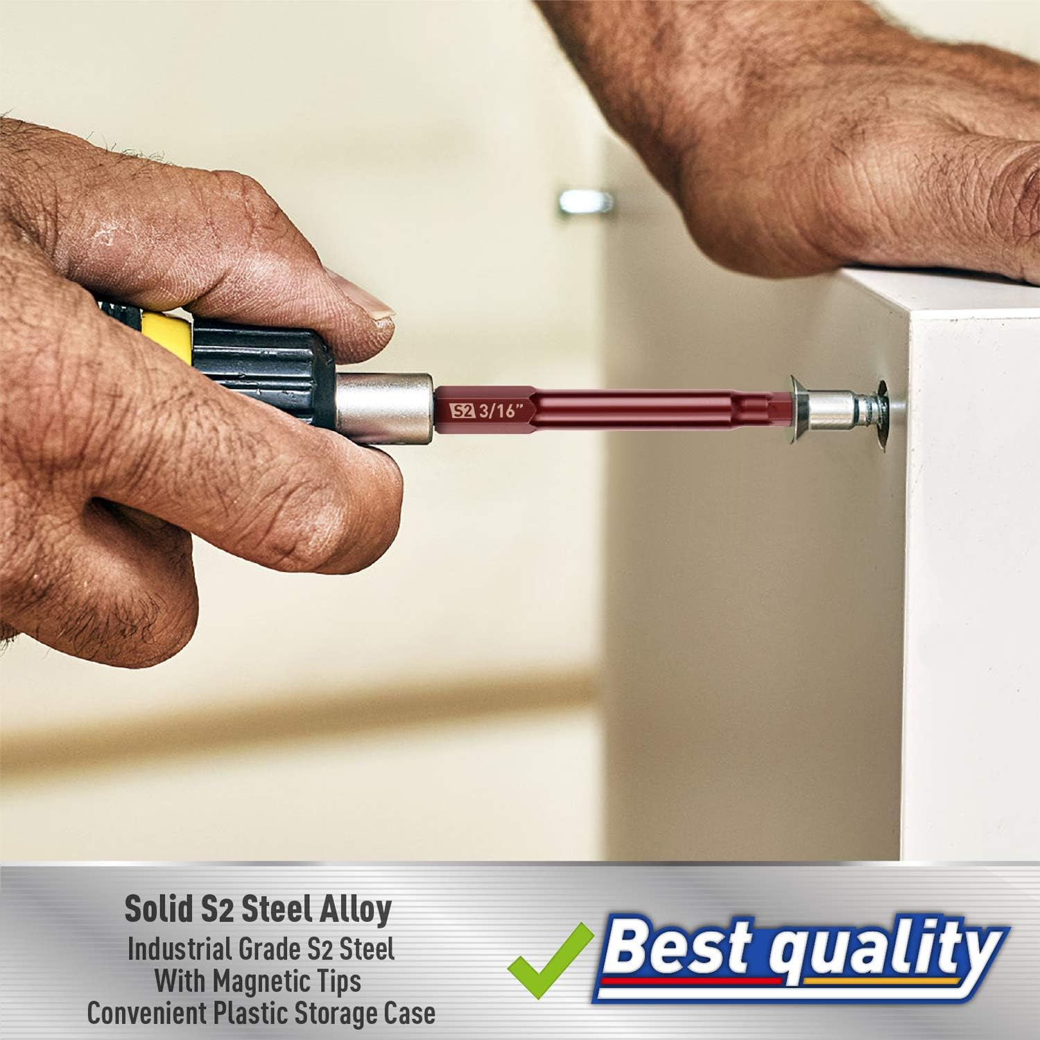 Amartisan 20 PACK Hex Head Allen Wrench Drill Bit Set, Metric and SAE S2 Steel Hex Bits Set, Magnetic Tips, 2.3" Long With Storage box - - 