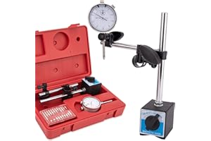 BOOTOP PIN Dial Indicator with Magnetic Base Holder, Dial Indicator Set with Point Precision Inspection Set, Magnetic Dial Indicator, 0-1.0" Tester Gage, Dial Test Indicator 0.001" Precision